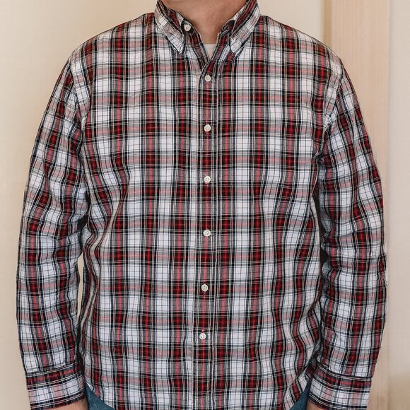 Izod Men’s Plaid Cotton Button-Down Shirt Size Large - Picture 1 of 7